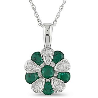 Miadora 10k Gold 3/4ct TDW Diamond and Created Emerald Necklace (IJ