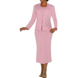 Todd & Olivia Womens Pink Skirt Suit