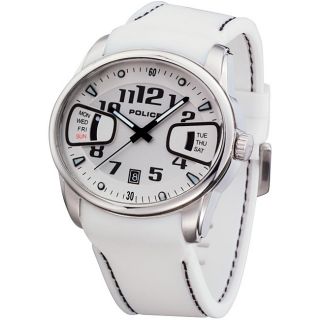 Police Mens Pursuit White Rubber Strap Watch