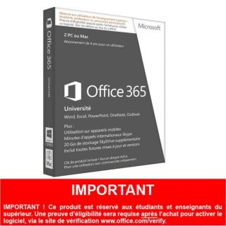 LOGICIEL BUREAUTIQUE Office 365 Université 2 PC/mac   Abonnement 4