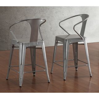 Tabouret Silver with Back 24 inch Counter Stools (Set of 2