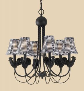 Black Roosters 6 light Iron Chandelier
