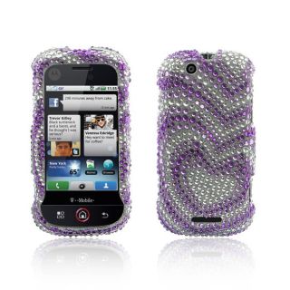 Luxmo Motorola Cliq Purple with Silver Heart Full Diamond Case