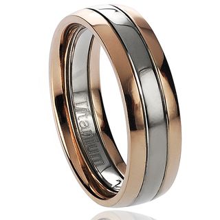 Daxx Mens Titanium Two tone Rose Goldplated Band (6 mm)