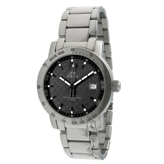 Gino Franco Mens Stainless Steel Carbon Fiber Dial Watch MSRP $225