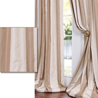 Light Brown/ Tan Striped Faux Silk Taffeta 108 inch Curtain Panel