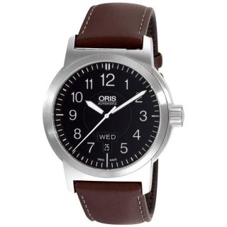 Oris Mens BC3 Sportsman Day Date Brown Strap Automatic Watch