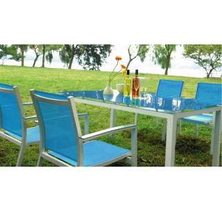 BORA Table rectangulaire alu / verre 160 cm Bleu   Achat / Vente TABLE