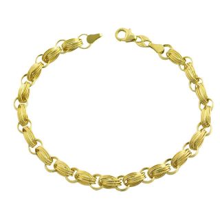 14k Yellow Gold Triple Oval Interlocking Link Bracelet