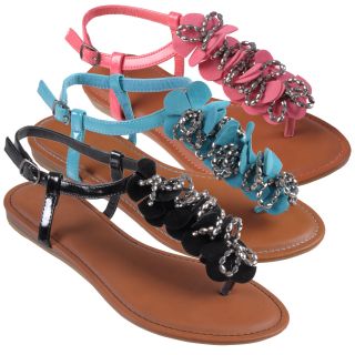 Journee Collection Womens Ashley 34 Embellished T strap Sandals