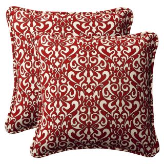 Pillow Perfect Outdoor Red/ White Damask Toss Pillows (Set of 2