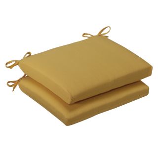 Pillow Perfect Outdoor Yellow Squared Seat Cushions (Set of 2