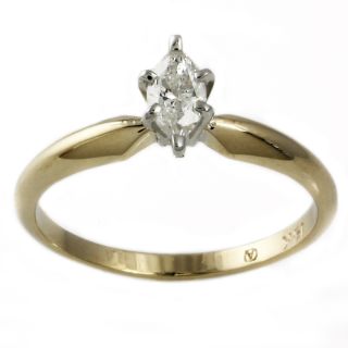 Beverly Hills Charm 14k Gold 1/4ct Marquise Diamond Solitaire
