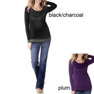 Lilac Clothing Womens Maternity Cowlneck Long sleeve Tunic Top