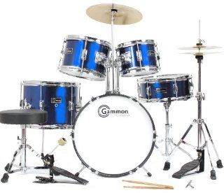 Gammon 5 Piece Junior Starter Drum Set Metallic Blue