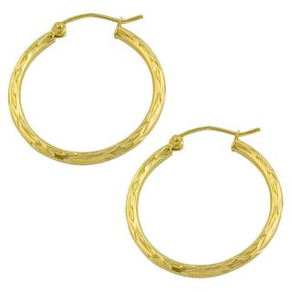Fremada 10k Yellow Gold 25 mm Diamond cut Flat Hoop Earrings Today $