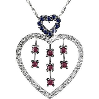 14k Gold 1/6ct Diamond and Ruby Heart Necklace