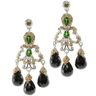 Michael Valitutti Two tone Black Spinel and Chrome Diopside Earrings