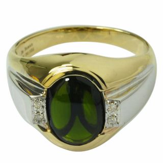 De Buman 10k Yellow Gold Mens Chrome Diopside and Diamond Accent Ring