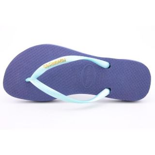 Havaianas Womens Slim Logo Metallic Blue Sandals