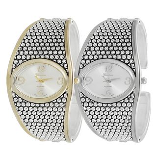 Geneva Platinum Studded Cuff Watch