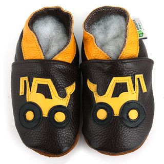Yellow Truck Soft Sole Leather Baby Shoes