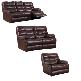 Cameron Burgundy Leather Reclining Sofa, Loveseat and Recliner/Glider