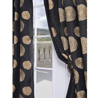 Black Embroidered Faux Silk 84 inch Curtain Panel