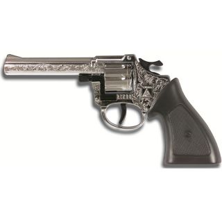 Pistolet Ringo couleur chrome, 198 mm, permettant de tirer 8 coups