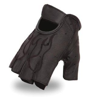 First MFG First Classics Mens Fingerless Leather Gloves. Gel Padded