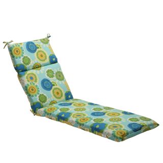 Pillow Perfect Blue/ Green Contemporary Floral Outdoor Chaise Lounge