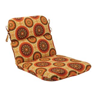 Pillow Perfect Outdoor Brown/ Orange Circles Round Chair Cushion