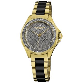 Akribos XXIV Womens Swiss Quartz Diamond Ceramic Link Bracelet Watch