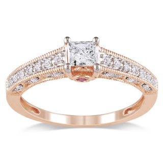 Miadora 10k Pink Gold 1/2ct TDW Diamond and Pink Sapphire Ring (G H