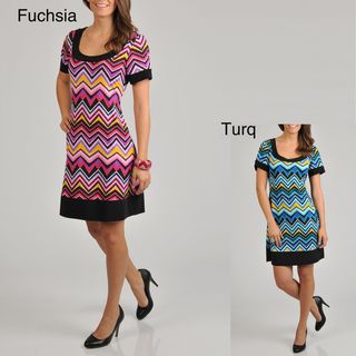 Tiana B Womens Zigzag Printed Mod Dress