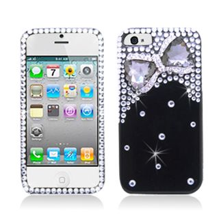 BasAcc Diamonds with 3D Black Bow Tie Case for Apple iPhone 5
