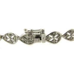 Sterling Silver Diamond Accent Teardrop Filigree Bracelet