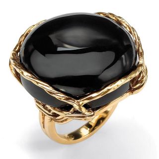 Angelina DAndrea 14k Goldplated Onyx Cabochon Ring