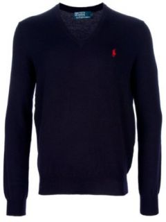 Polo Ralph Lauren 100 % Lambs Wool Sweater V neck Navy