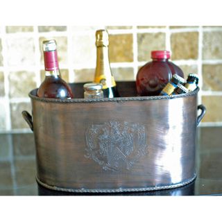 Duet Wine Bucket in Brass with Antique Copper Finish (India