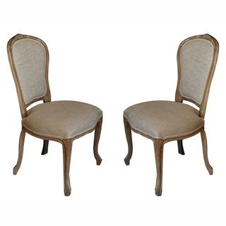 Casual Living Weathered Vintage French Upholstered Linen Dining Chairs