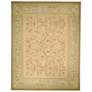 Hand knotted French Aubusson Beige Wool Rug (9 x 12) Today $1,259