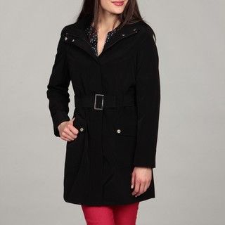 Calvin Klein Womens Black Belted Trench Coat