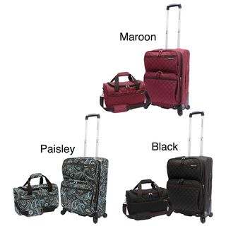 Traveler Quilted 2 piece Expandable Carry On Spinner Luggage Set