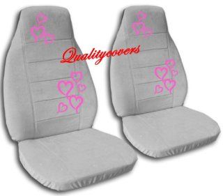 Complete set of Silver seat covers with Hot Pink Hearts for a Jeep