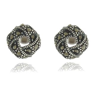 Silver Overlay Marcasite Knot Stud Earrings