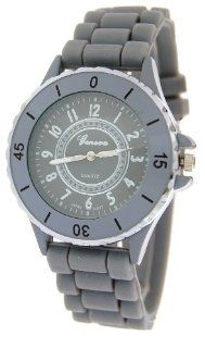 Geneva Womens Gray and Silver Silicone 3 Hand Watch Watches 