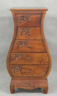 Carved Wood 5 drawer Bombay Narrow Dresser