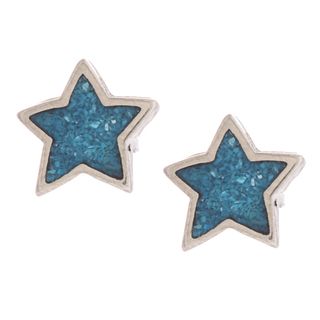 Southwest Moon Star Turquoise Inlay Post Earrings