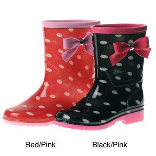 Henry Ferrera Girls Polka Dot Bow Detail Rain Boots